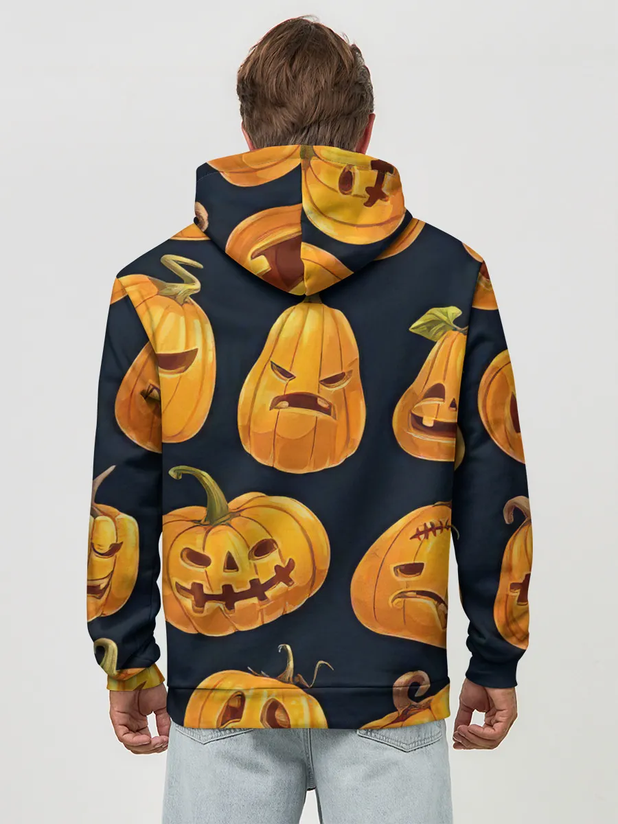 Худи мужской база хлопок / Праздничные тыквы