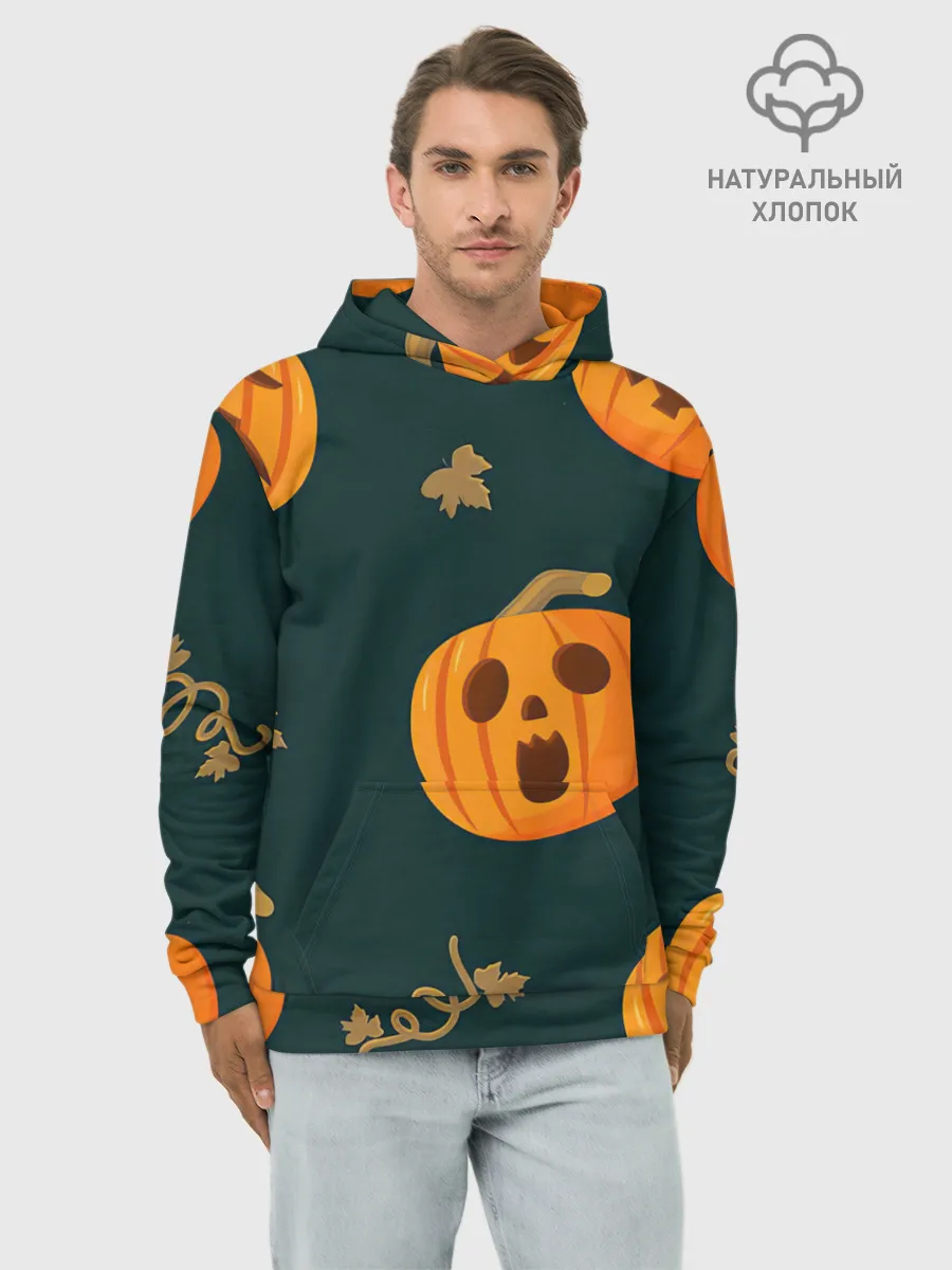 Худи мужской база хлопок / Осенние тыквы