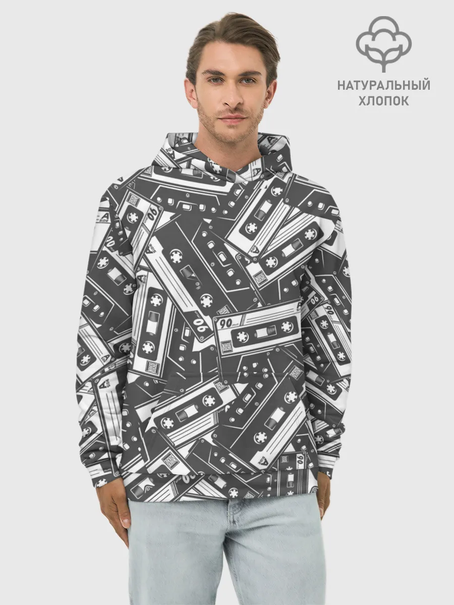 Худи мужской база хлопок / retro pattern