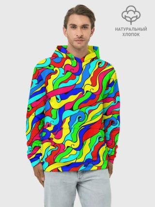Худи мужской база хлопок / Красочные узоры/абстракционизм