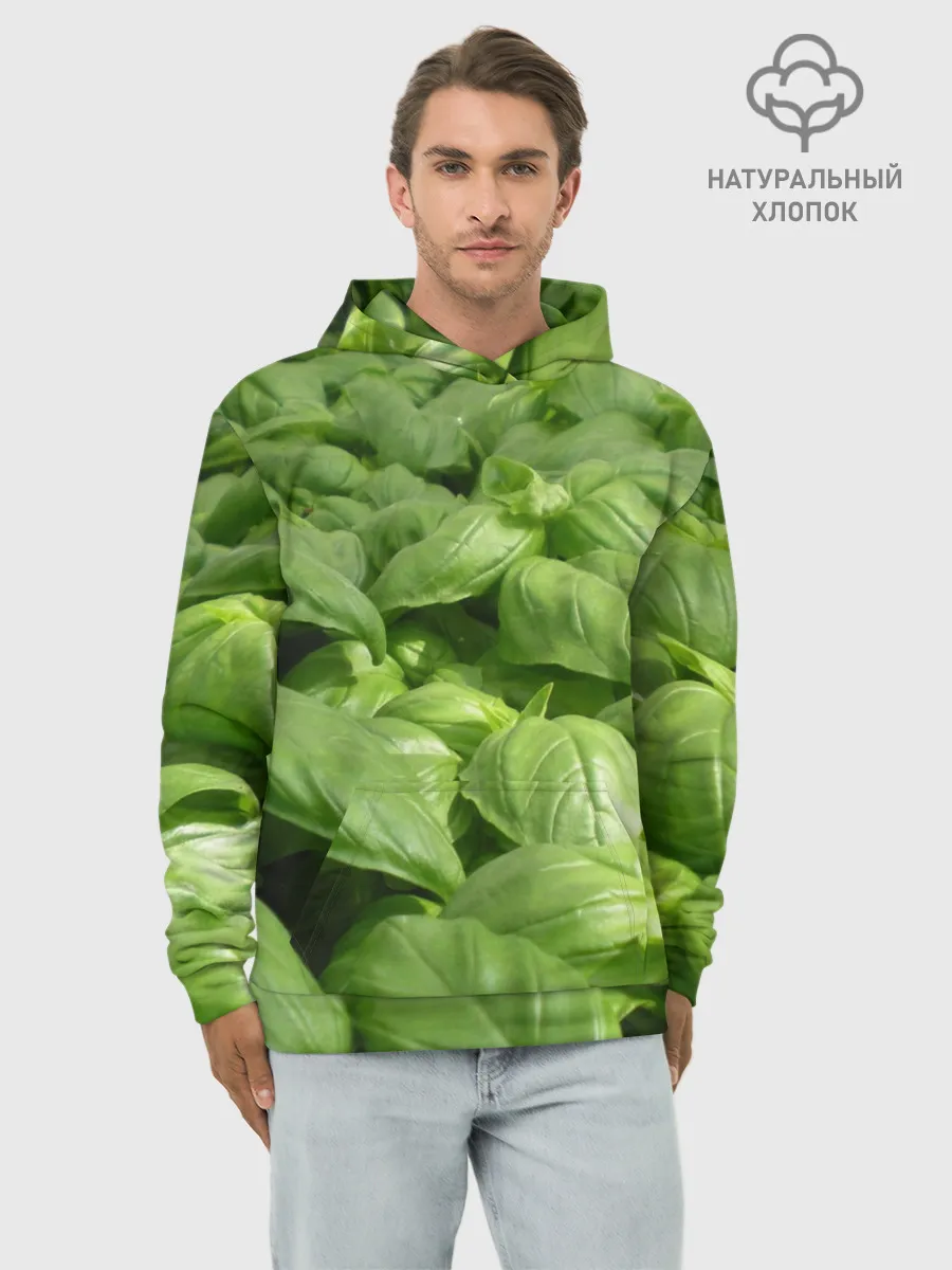 Худи мужской база хлопок / Неоновый базилик