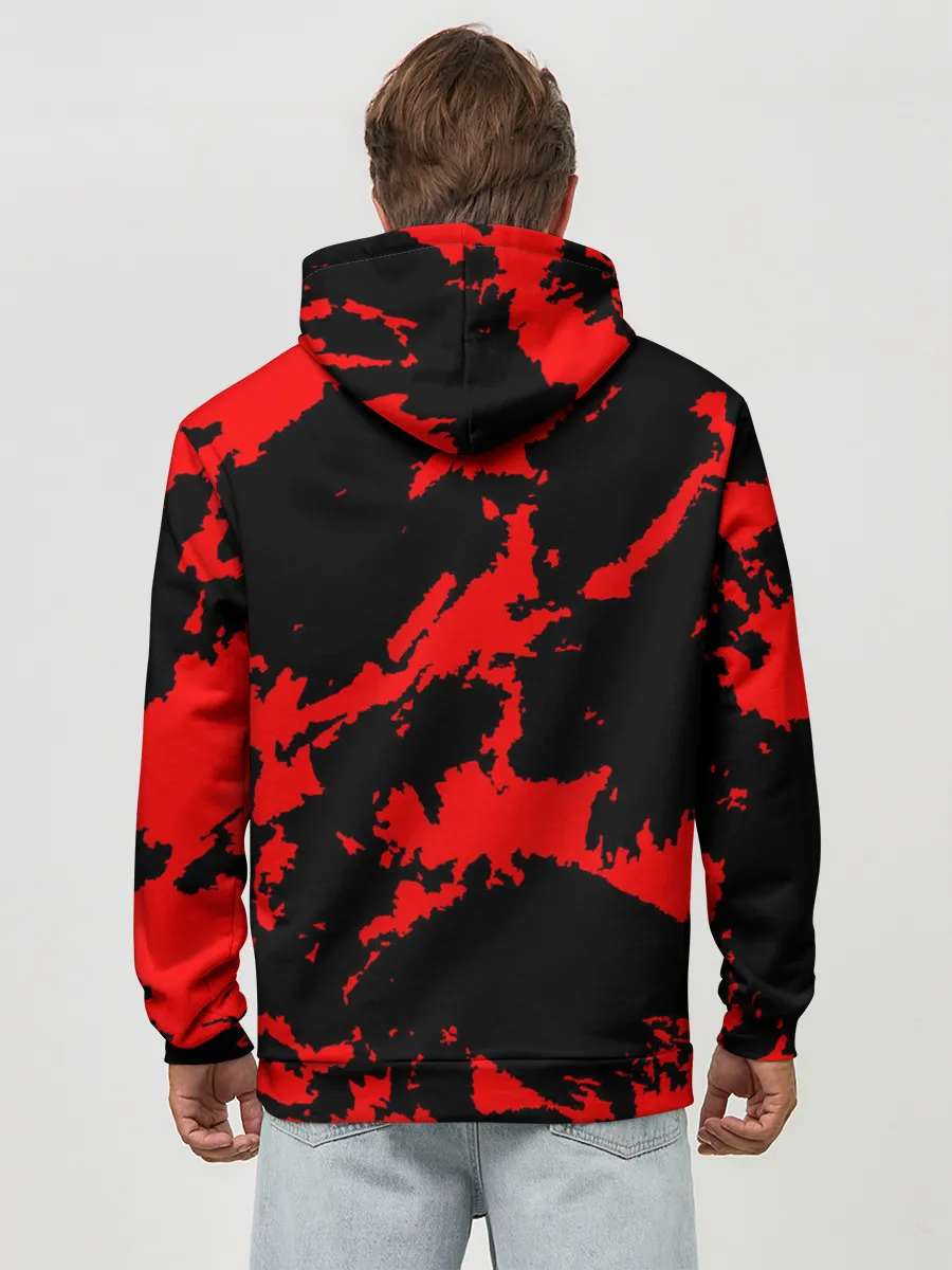 Худи мужской база хлопок / Красный на черном