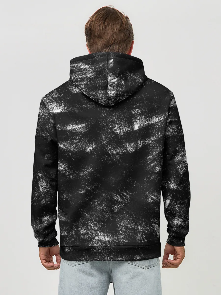 Худи мужской база хлопок / Чёpнo-бeлый