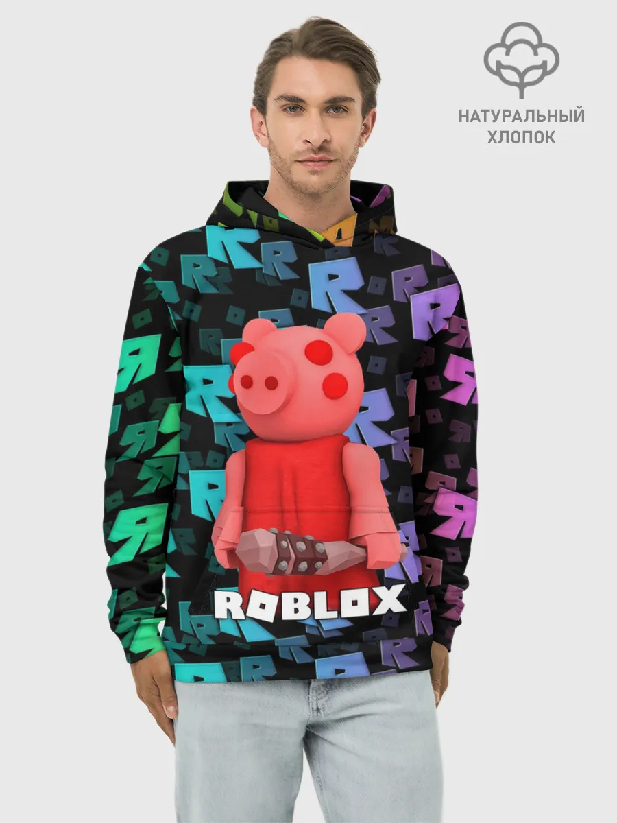 Худи мужской база хлопок / ROBLOX PIGGY - СВИНКА ПИГГИ