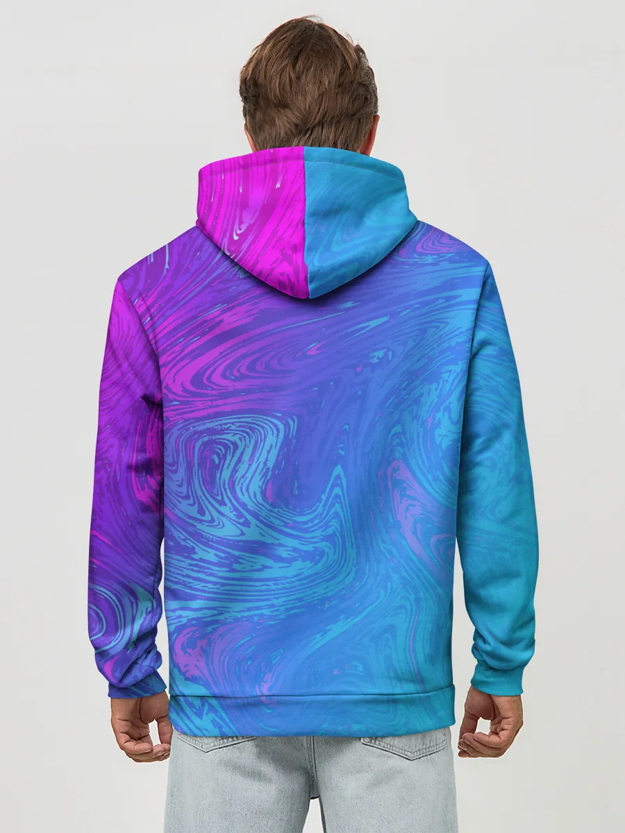 Худи мужской база хлопок / BACKGROUND IN NEON