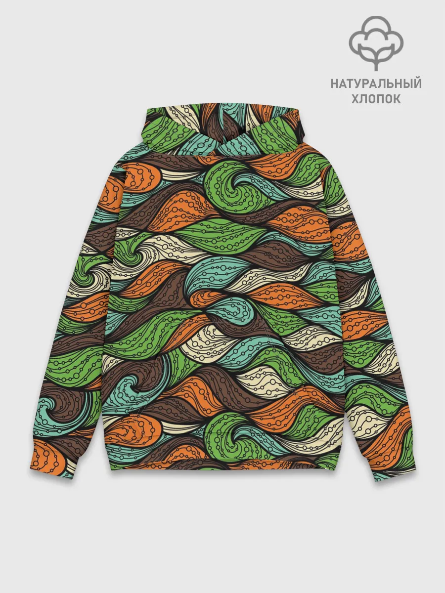 Худи мужской база хлопок / Абстрактные волны