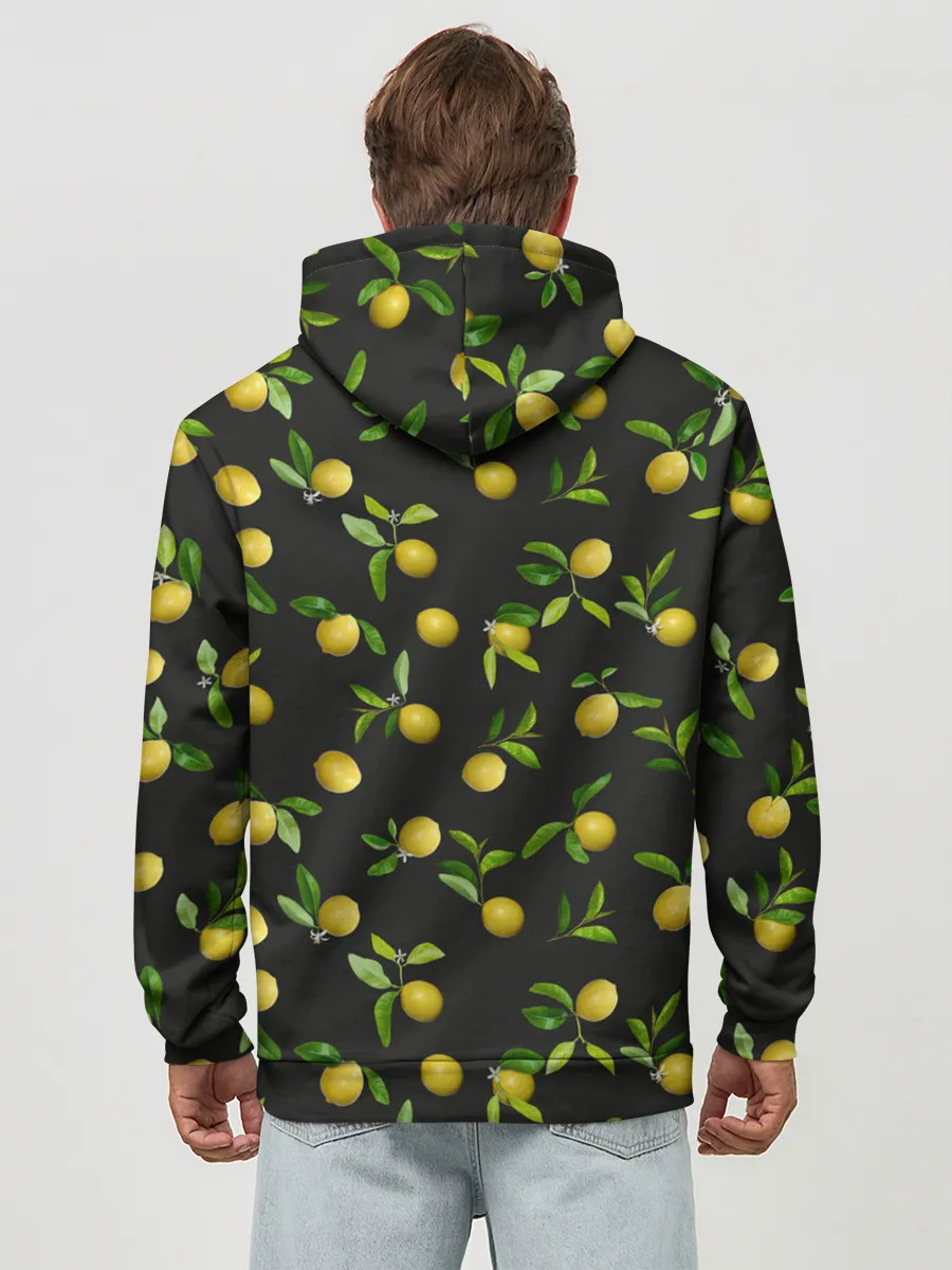 Худи мужской база хлопок / Лимончики на черном
