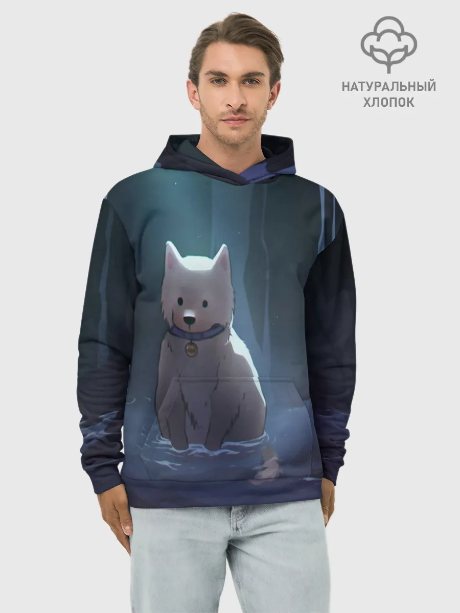 Худи мужской база хлопок / Одинокий пес в озере слез