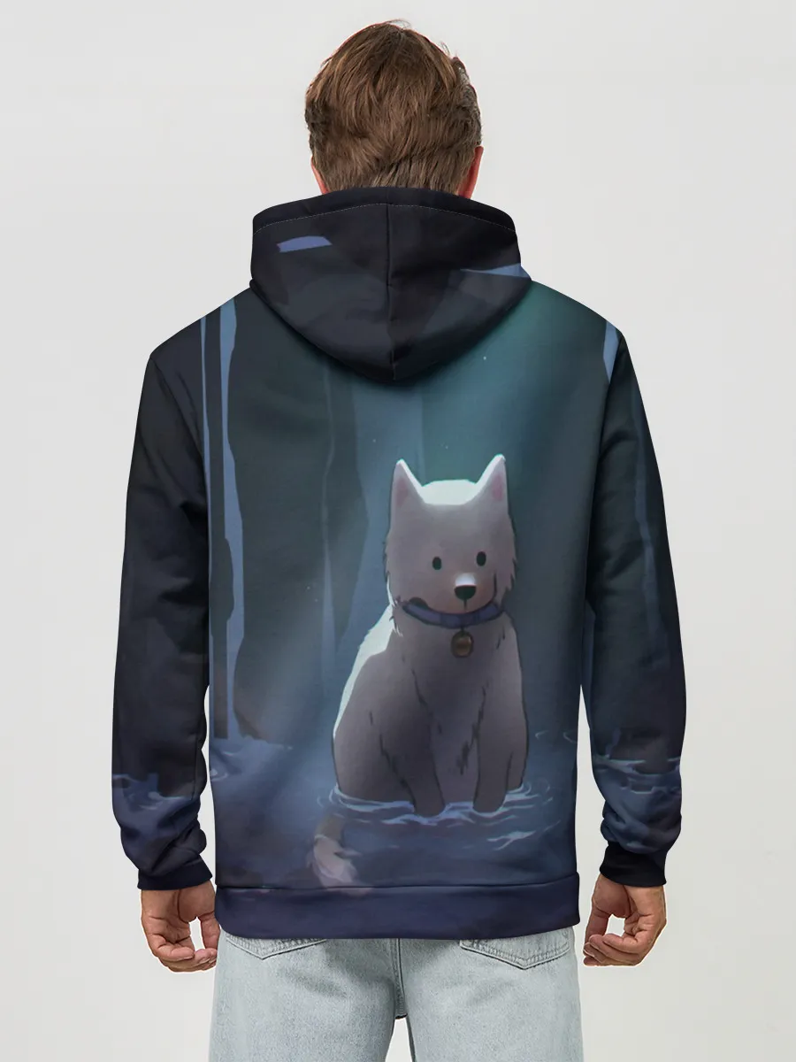 Худи мужской база хлопок / Одинокий пес в озере слез