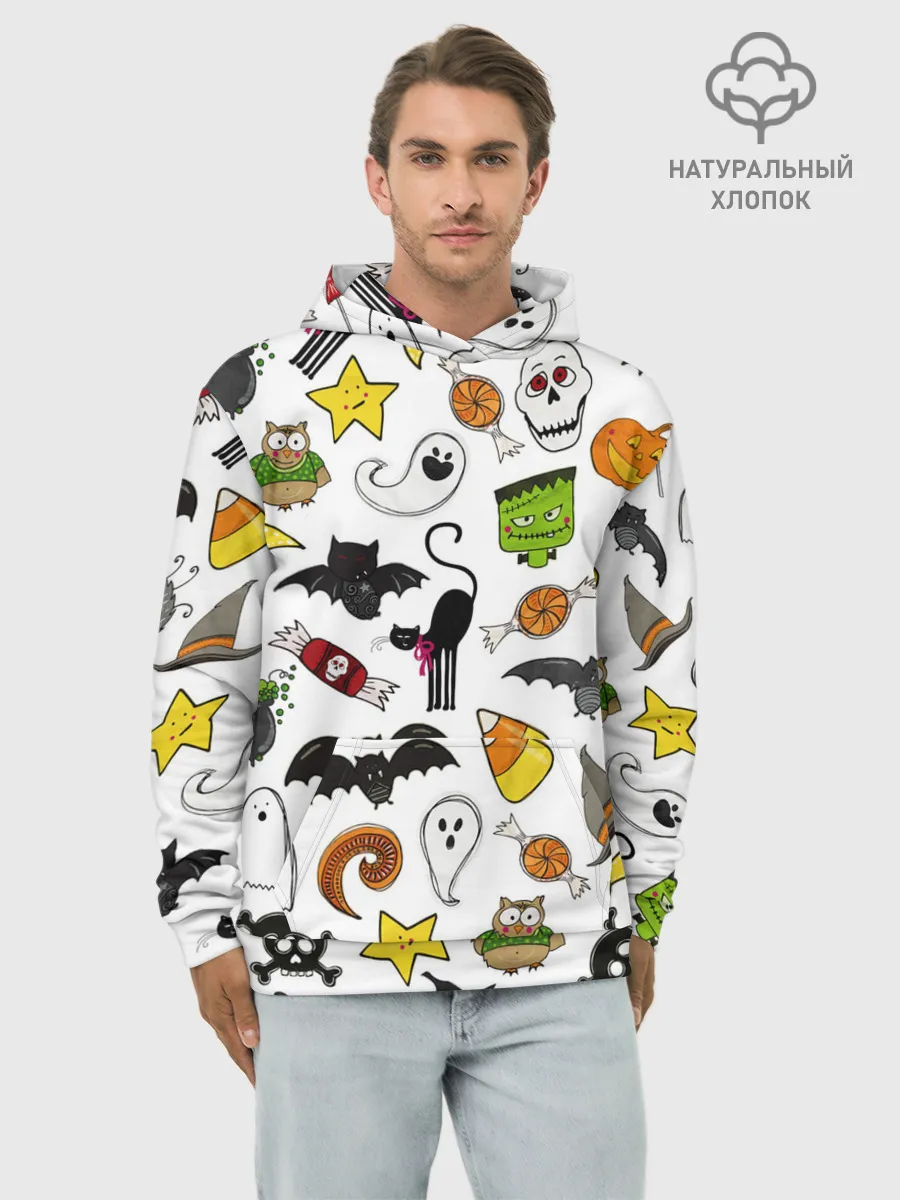 Худи мужской база хлопок / Хэллоуин паттерн