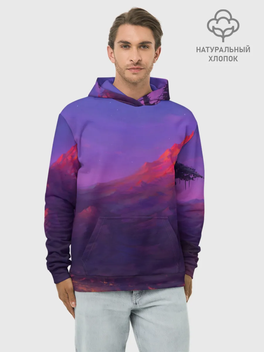 Худи мужской база хлопок / Горы