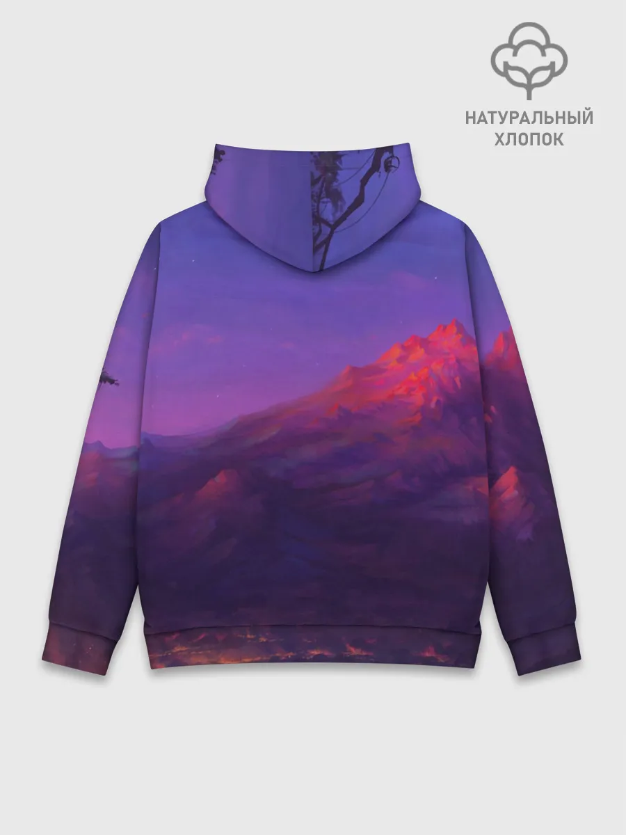 Худи мужской база хлопок / Горы