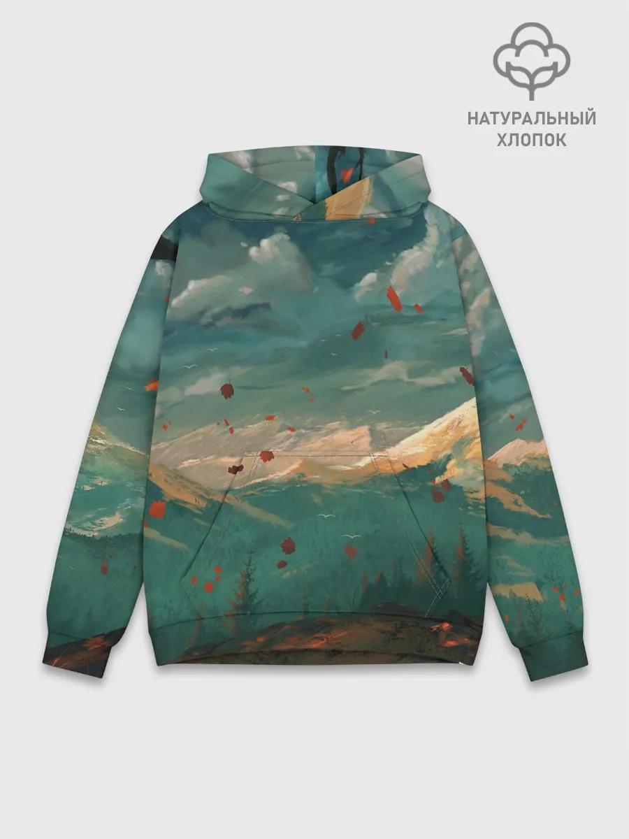 Худи мужской база хлопок / Горы