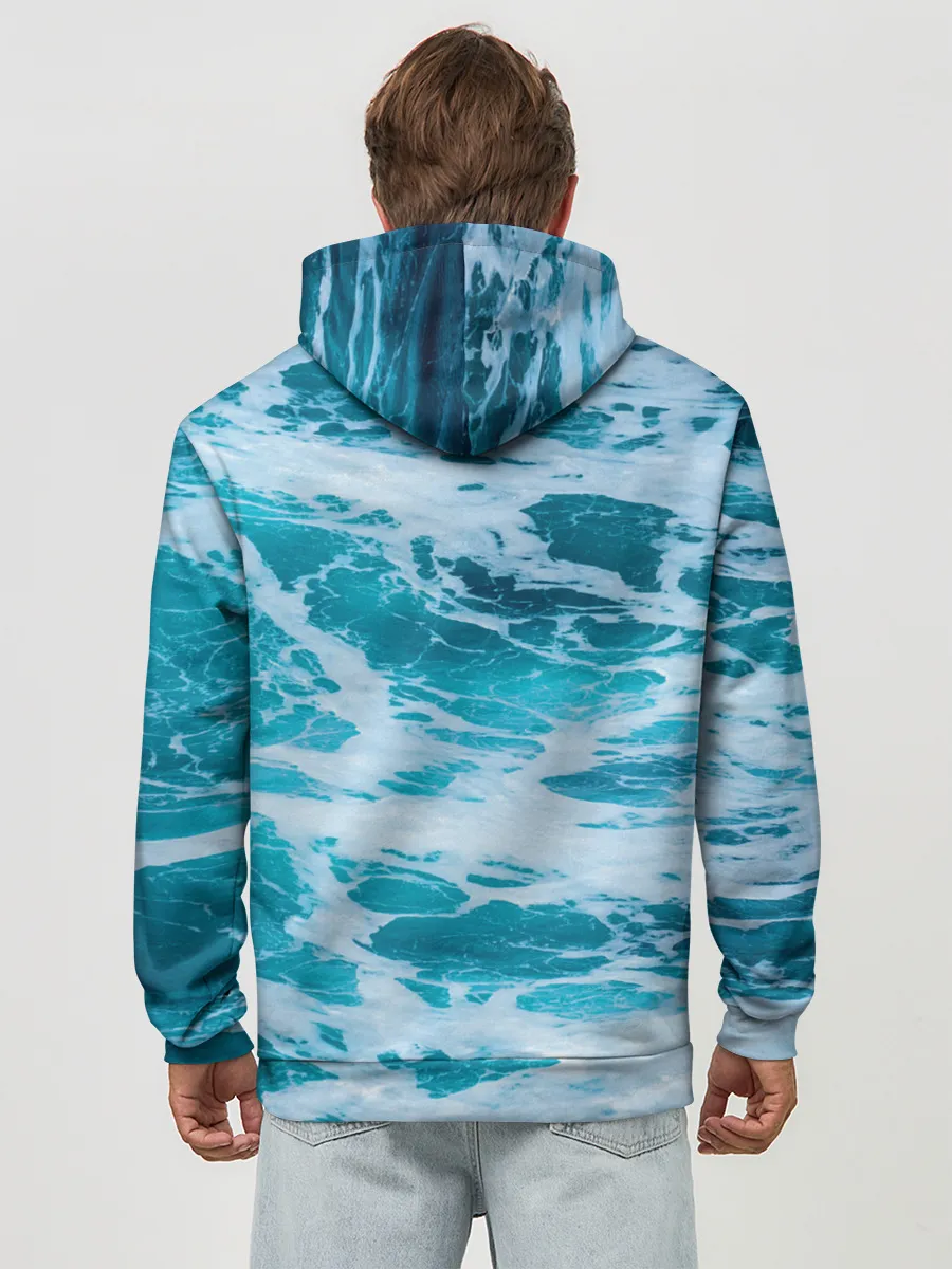 Худи мужской база хлопок / Вода волны пена море
