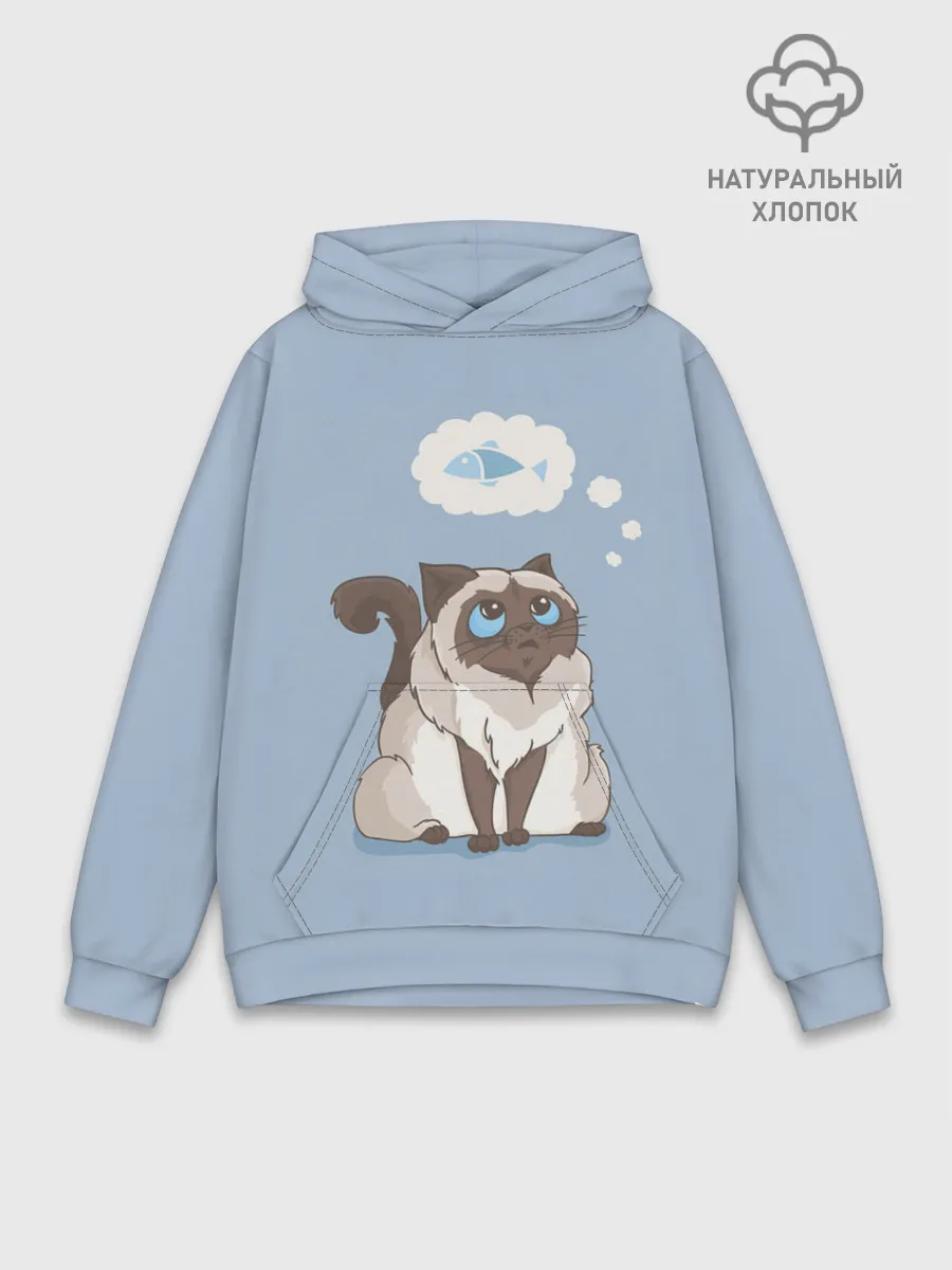 Худи мужской база хлопок / Голодный котейка