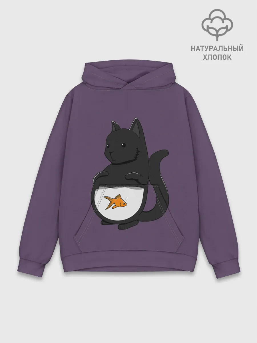 Худи мужской база хлопок / Довольный кот