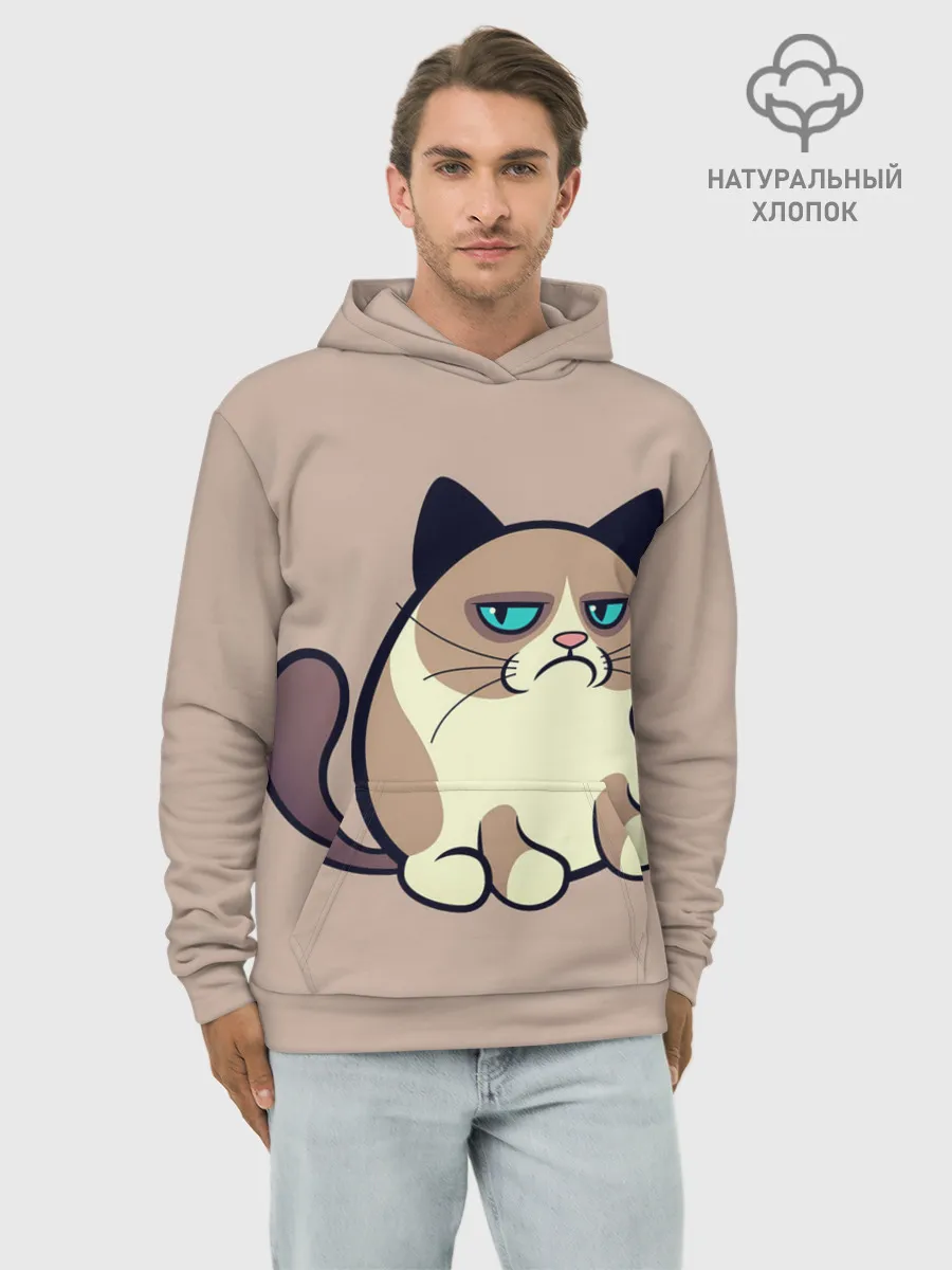 Худи мужской база хлопок / Великий Grumpy Cat