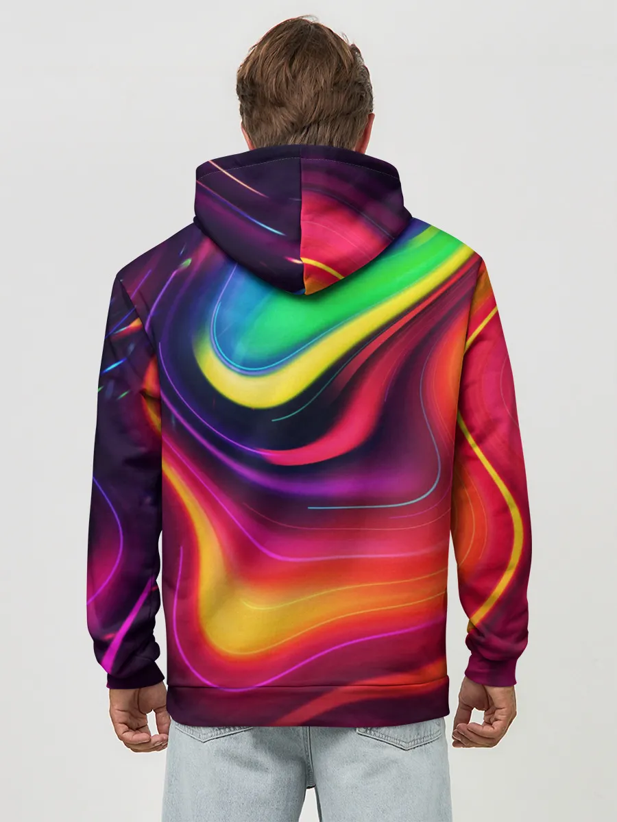 Худи мужской база хлопок / Неоновые пятна