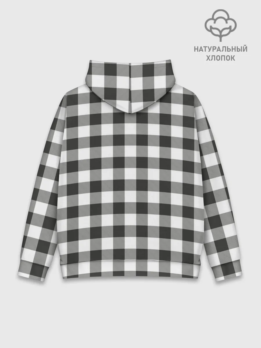 Худи мужской база хлопок / Черно-белая клетка