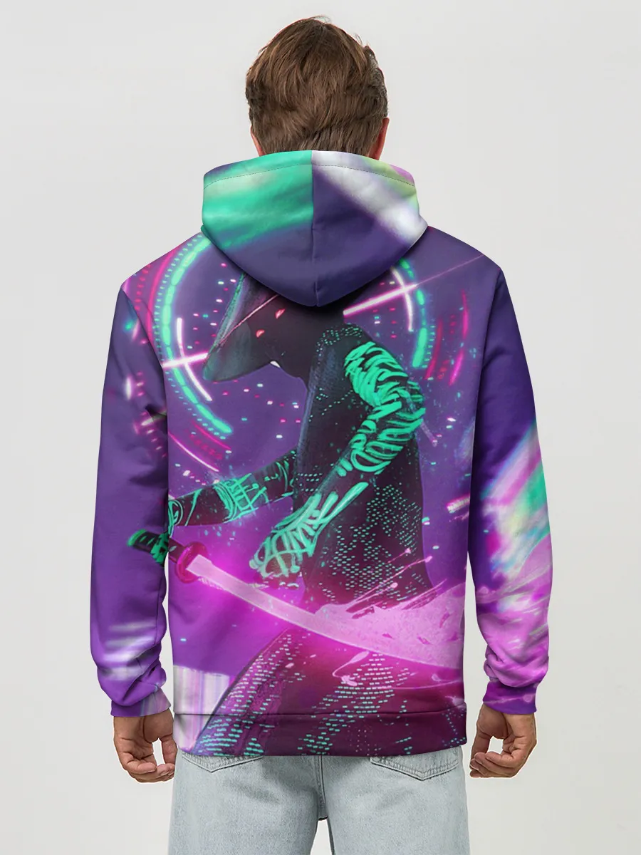 Худи мужской база хлопок / Неоновый Самурай