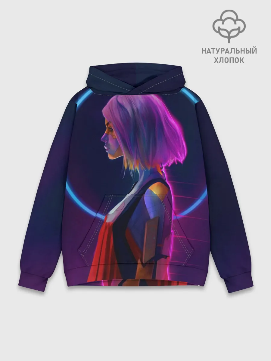 Худи мужской база хлопок / Девушка в неоне