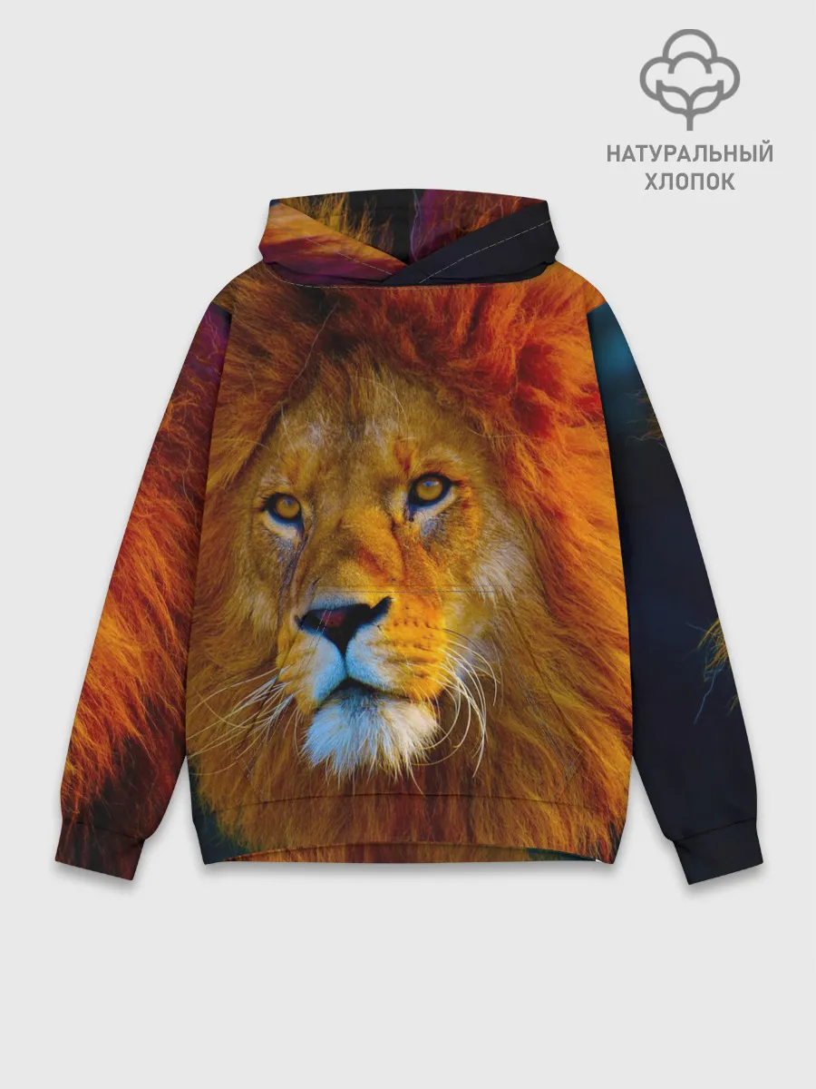 Худи мужской база хлопок / Лев 3D