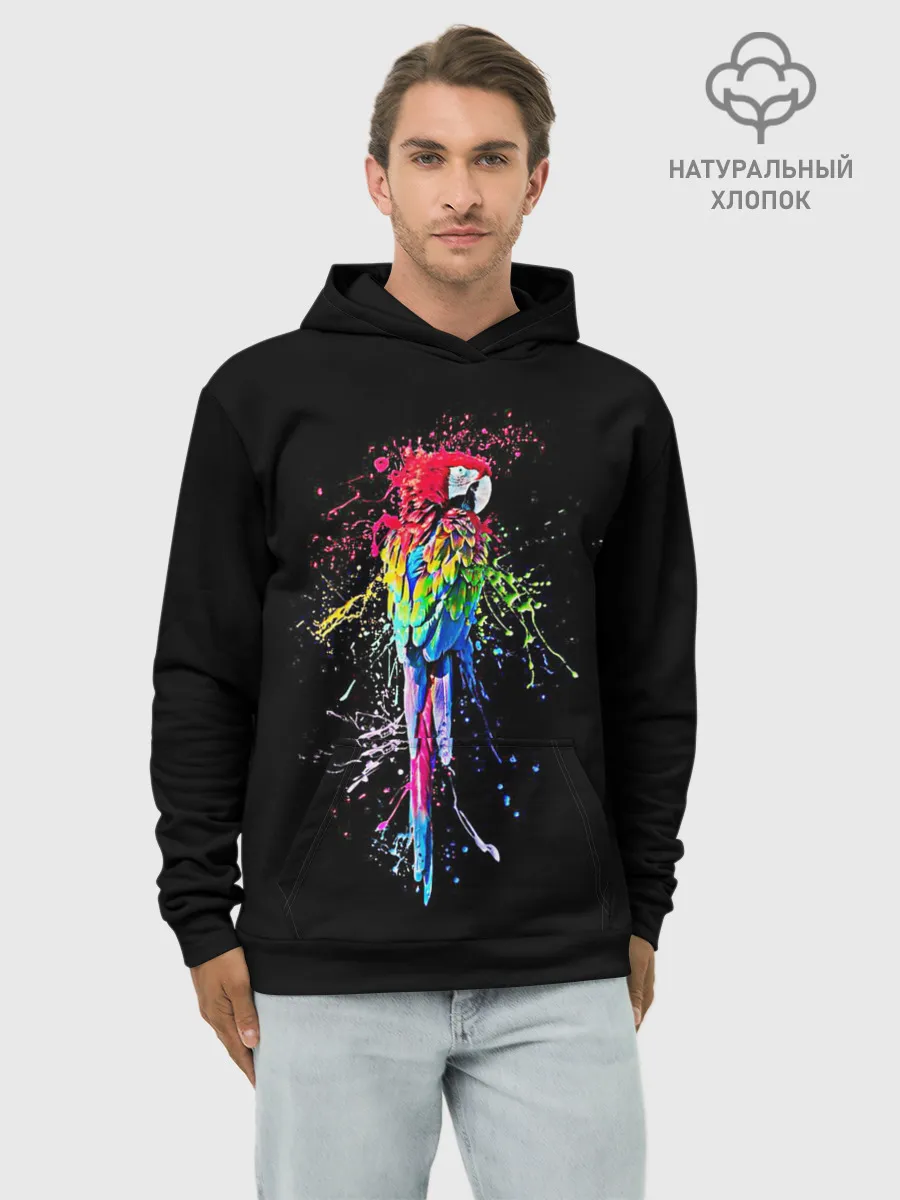 Худи мужской база хлопок / Попугай
