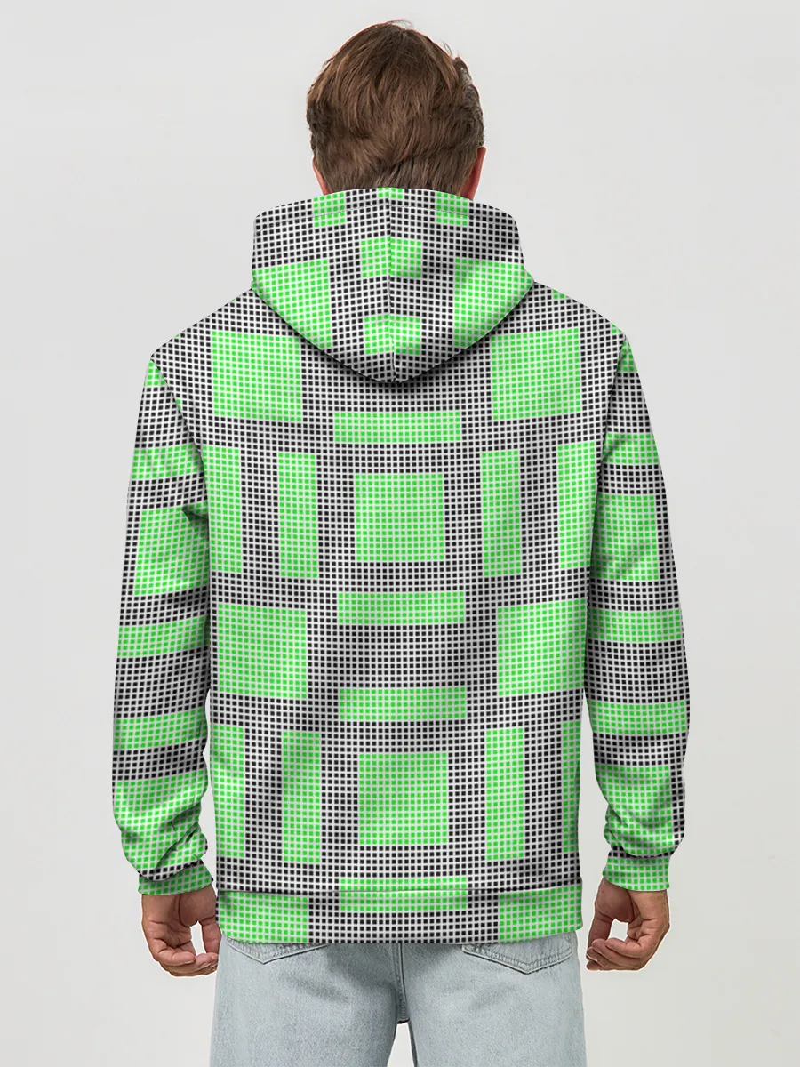 Худи мужской база хлопок / Пиксели зеленые