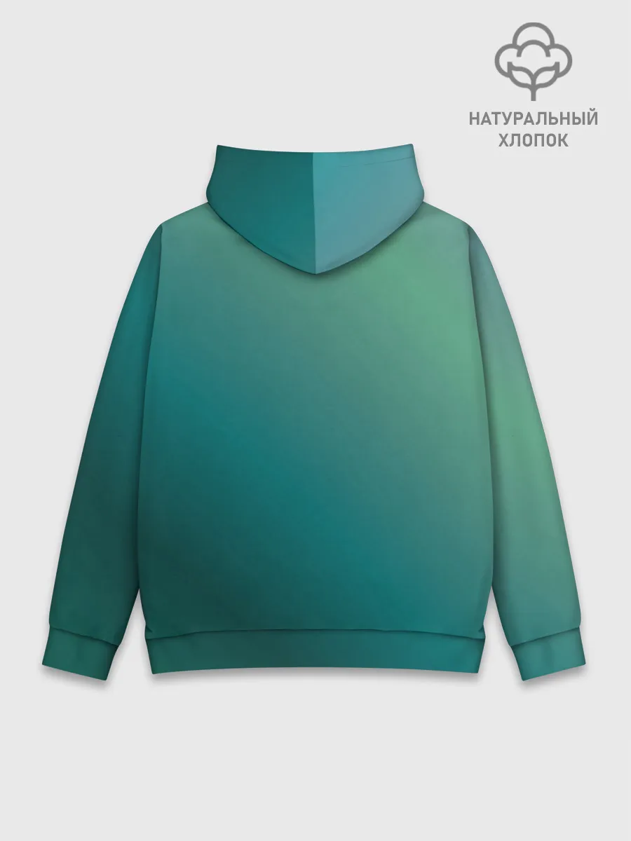 Худи мужской база хлопок / Инопланетяша на зеленом фоне