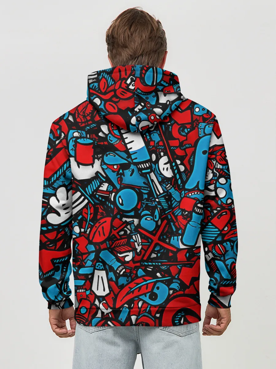 Худи мужской база хлопок / Красно синие безумие