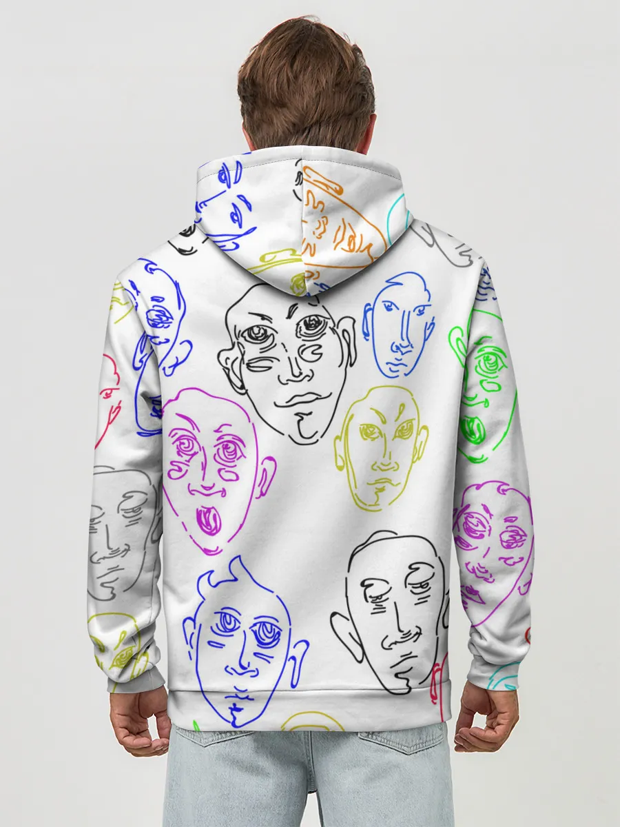 Худи мужской база хлопок / Цветные лица
