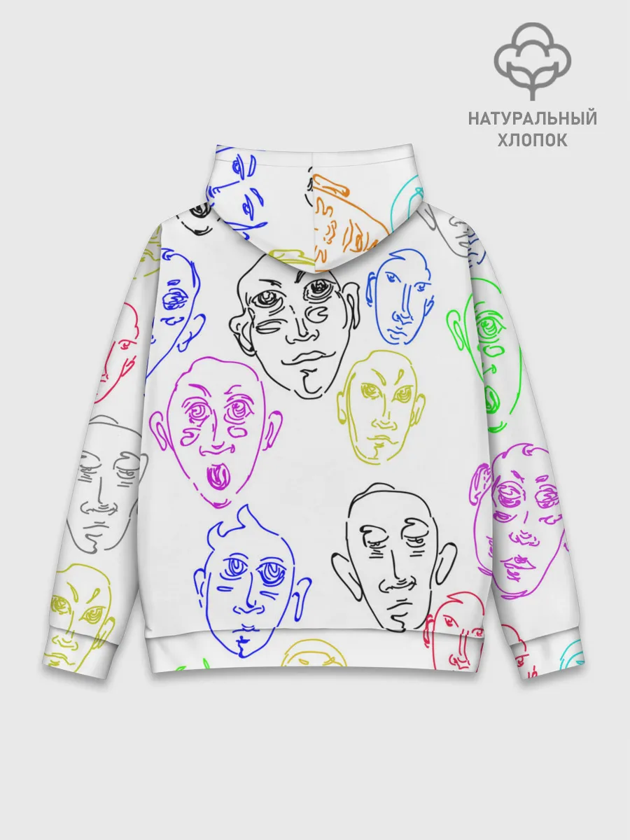 Худи мужской база хлопок / Цветные лица