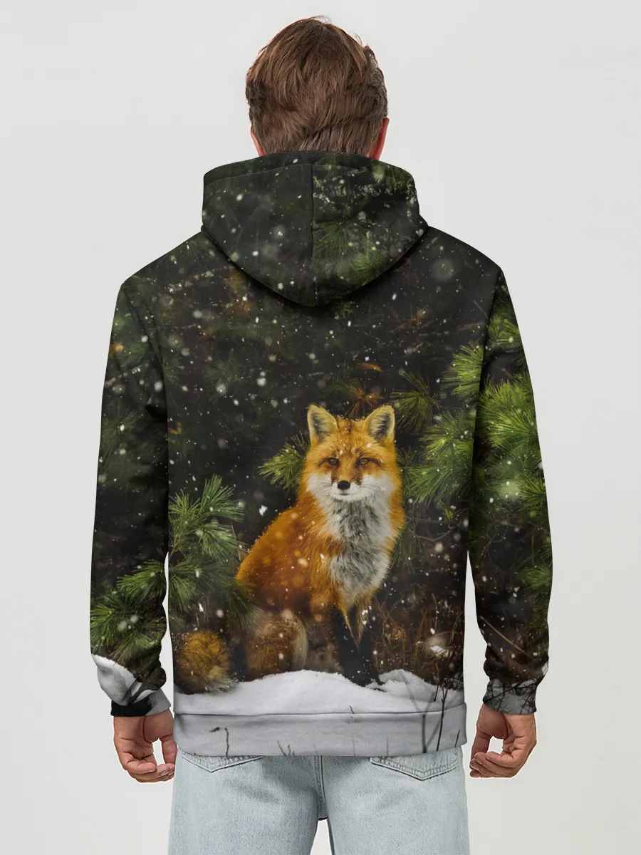 Худи мужской база хлопок / Лиса и снег