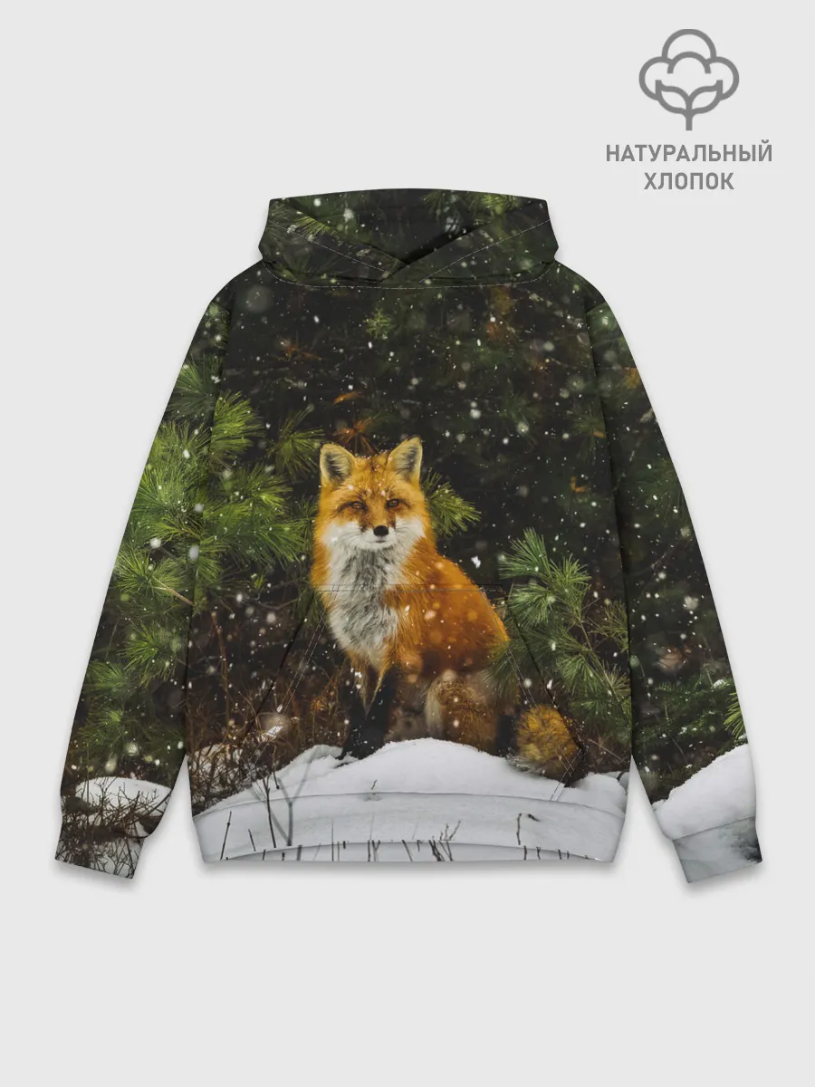 Худи мужской база хлопок / Лиса и снег