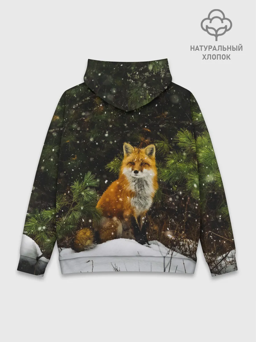 Худи мужской база хлопок / Лиса и снег