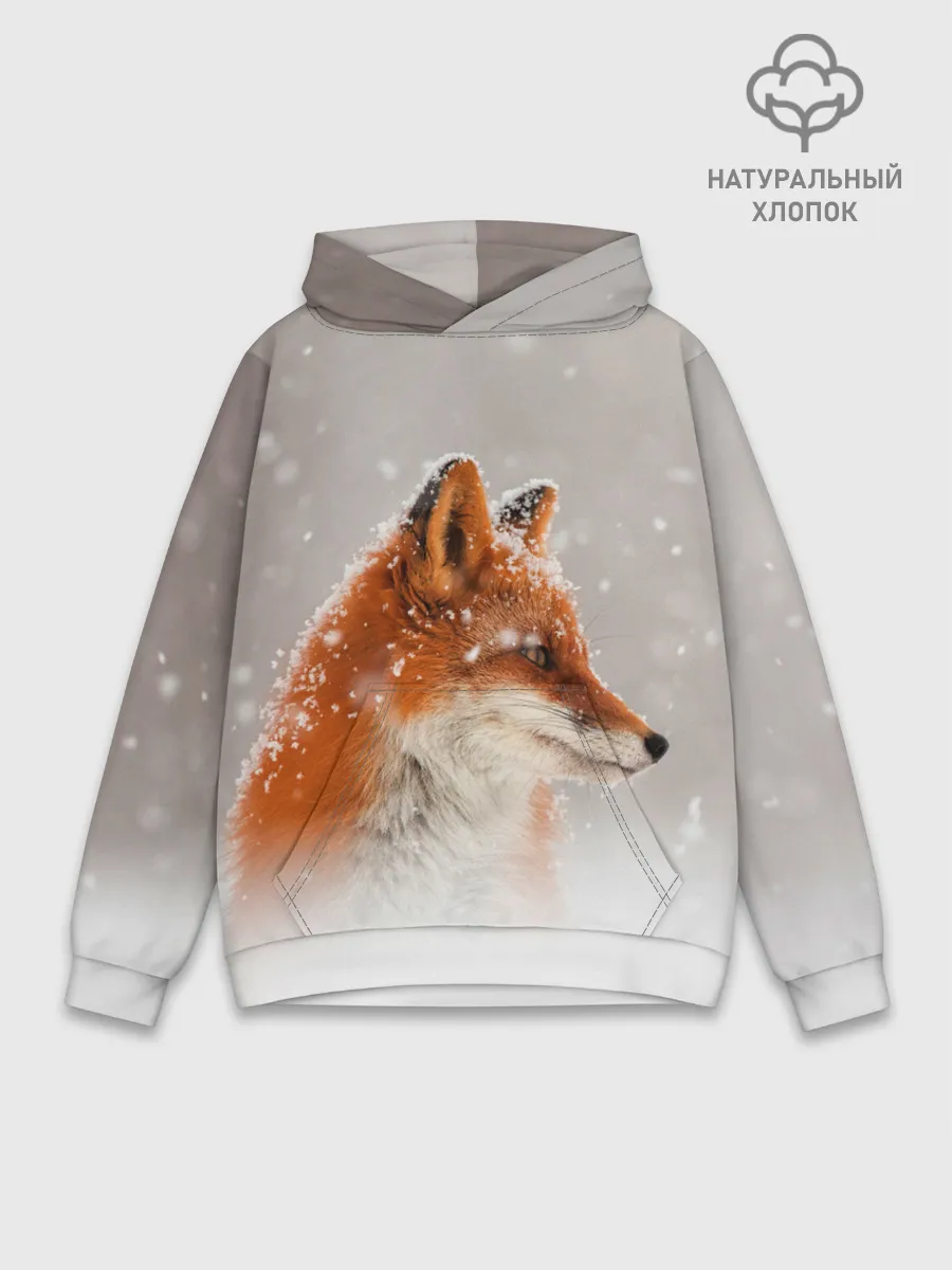 Худи мужской база хлопок / Лиса и снег