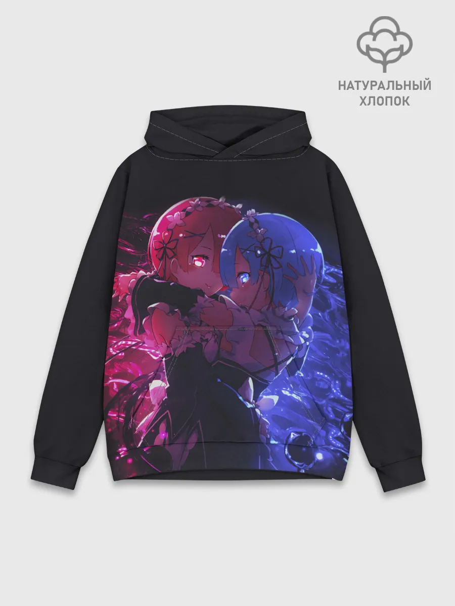 Худи мужской база хлопок / Re:Zero Rem and Ram