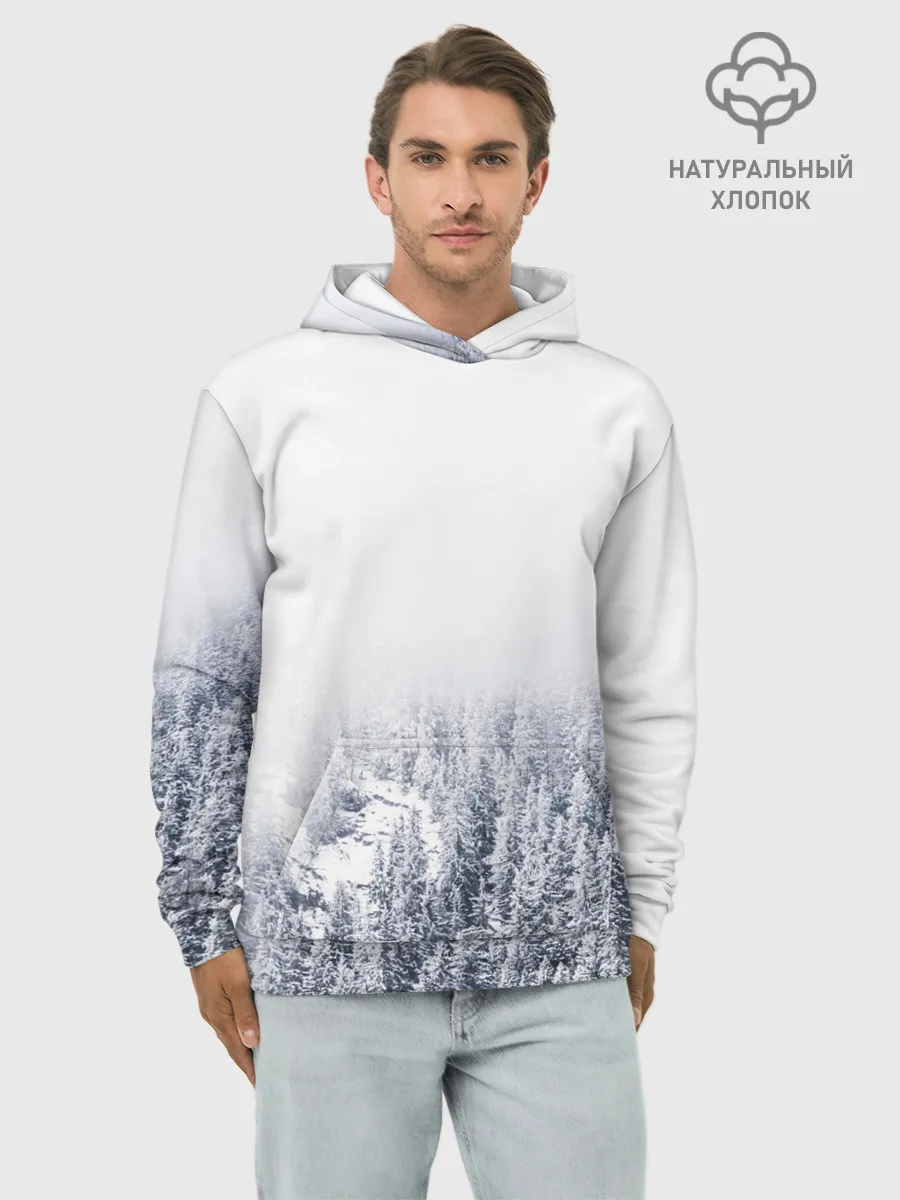 Худи мужской база хлопок / зимний лес
