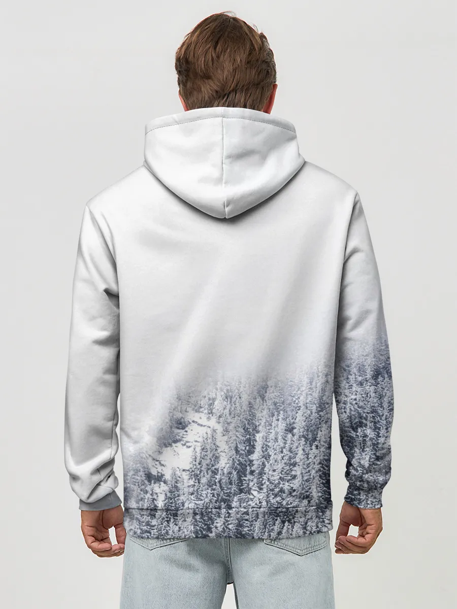 Худи мужской база хлопок / зимний лес