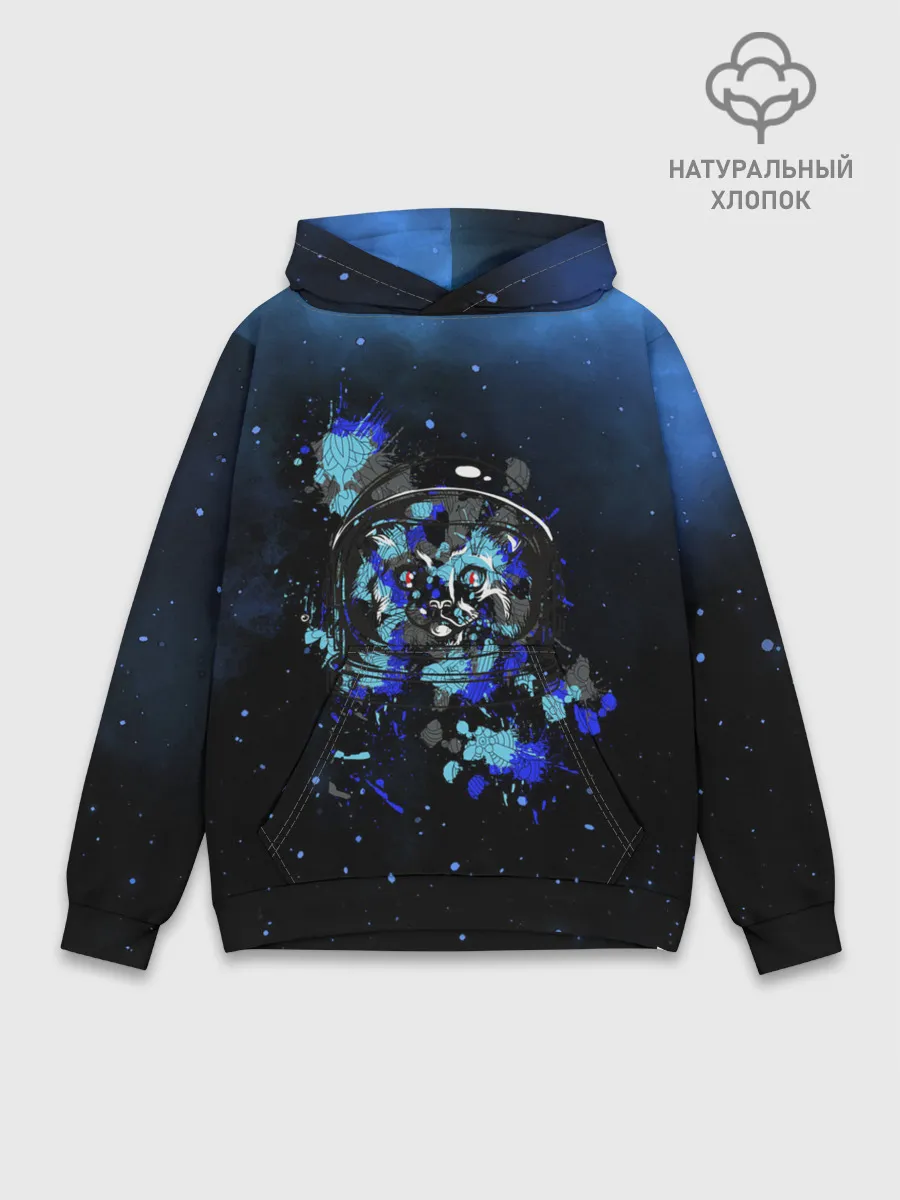 Худи мужской база хлопок / Космический кот