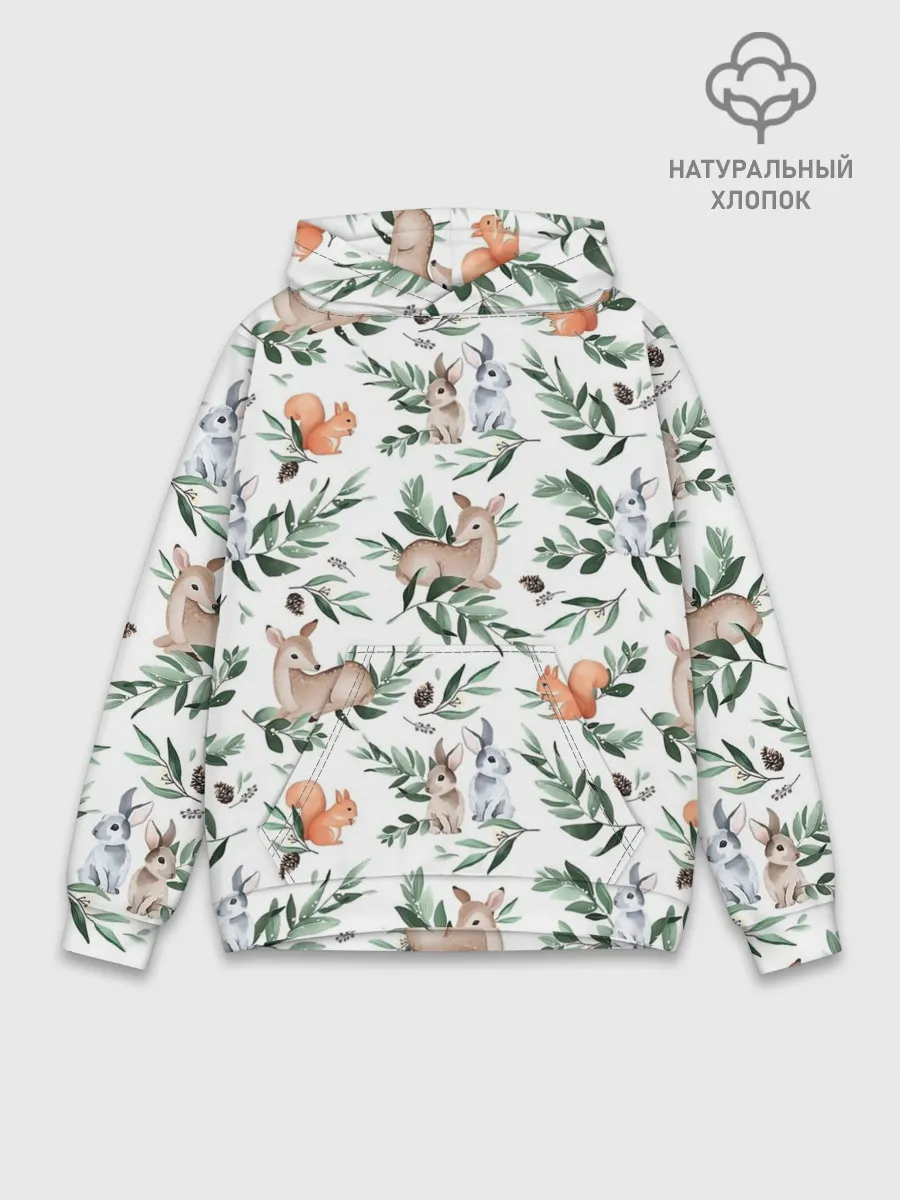 Худи мужской база хлопок / Лесные животные