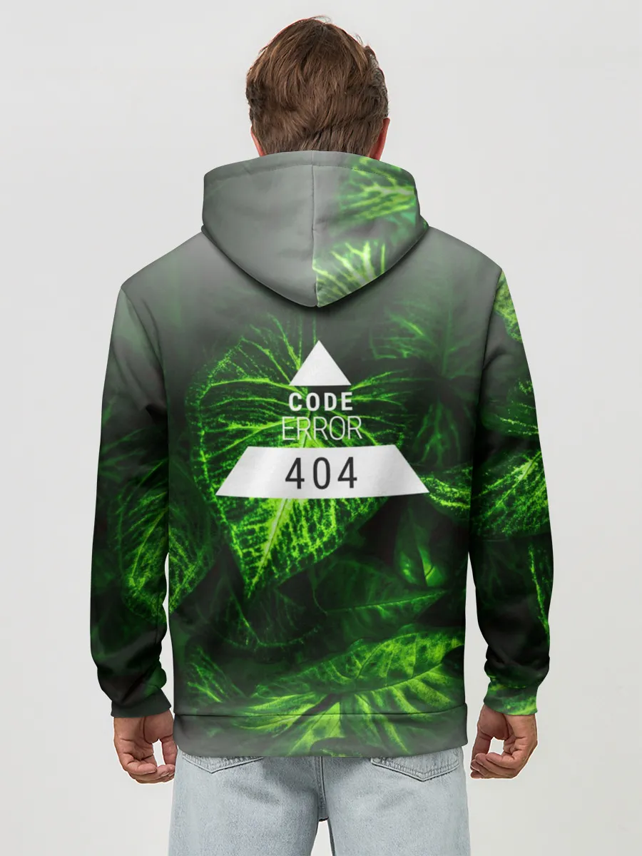 Худи мужской база хлопок / Листья зеленые CODE ERROR 404