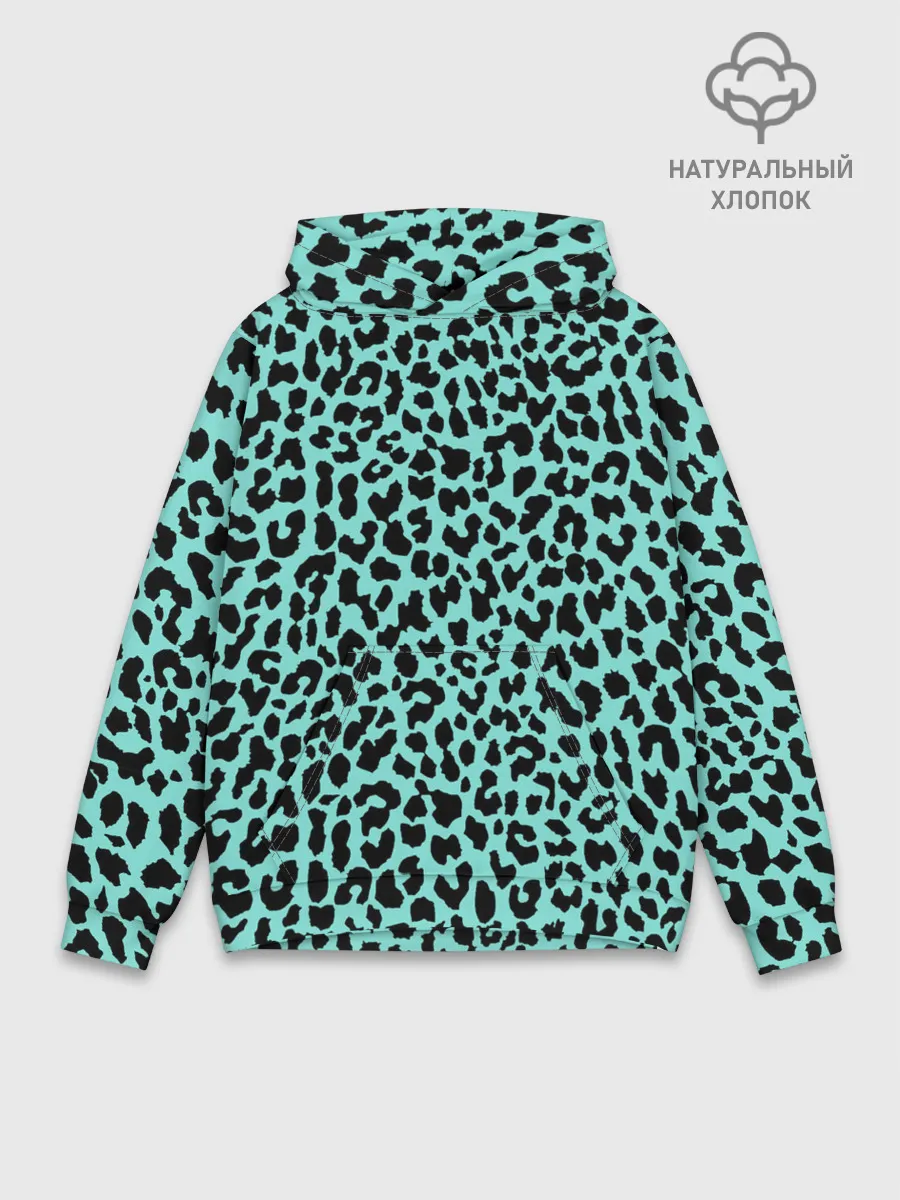 Худи мужской база хлопок / ЛАЗУРНЫЙ ЛЕОПАРД