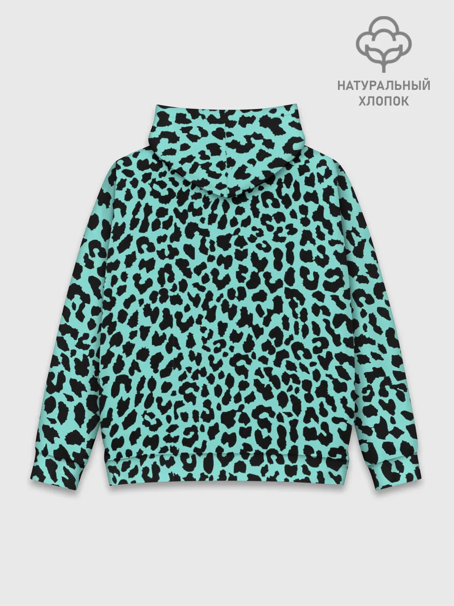 Худи мужской база хлопок / ЛАЗУРНЫЙ ЛЕОПАРД