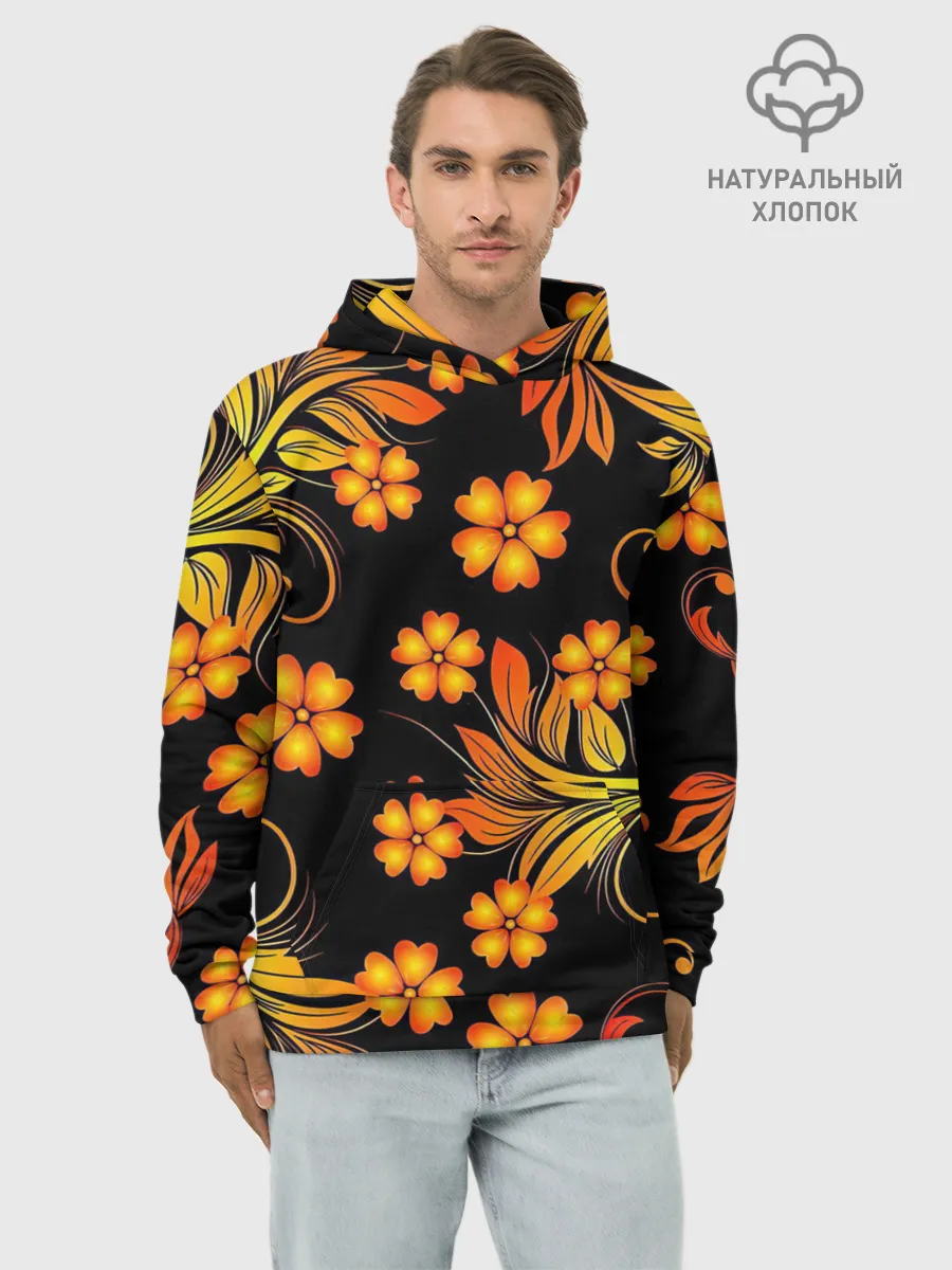 Худи мужской база хлопок / Хохлома
