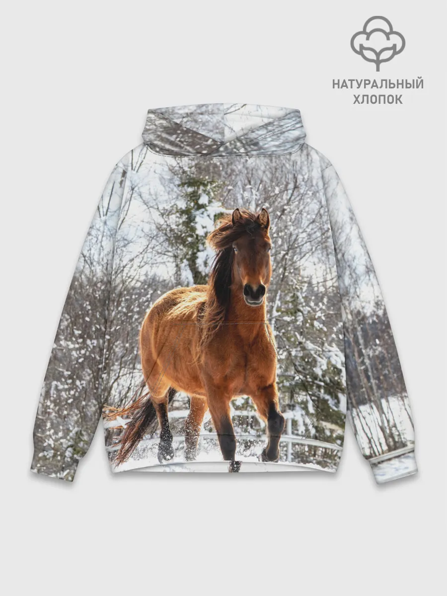 Худи мужской база хлопок / Конь и снег