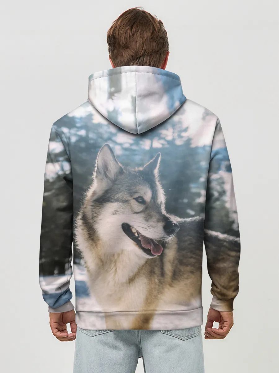 Худи мужской база хлопок / Волк и снег