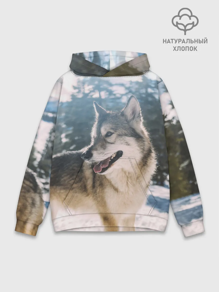 Худи мужской база хлопок / Волк и снег
