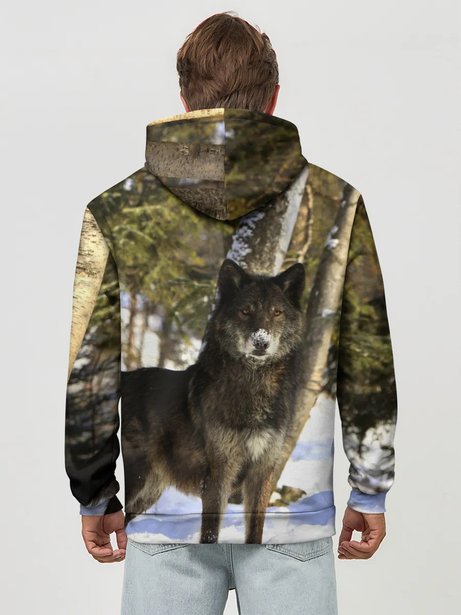 Худи мужской база хлопок / Волк и снег