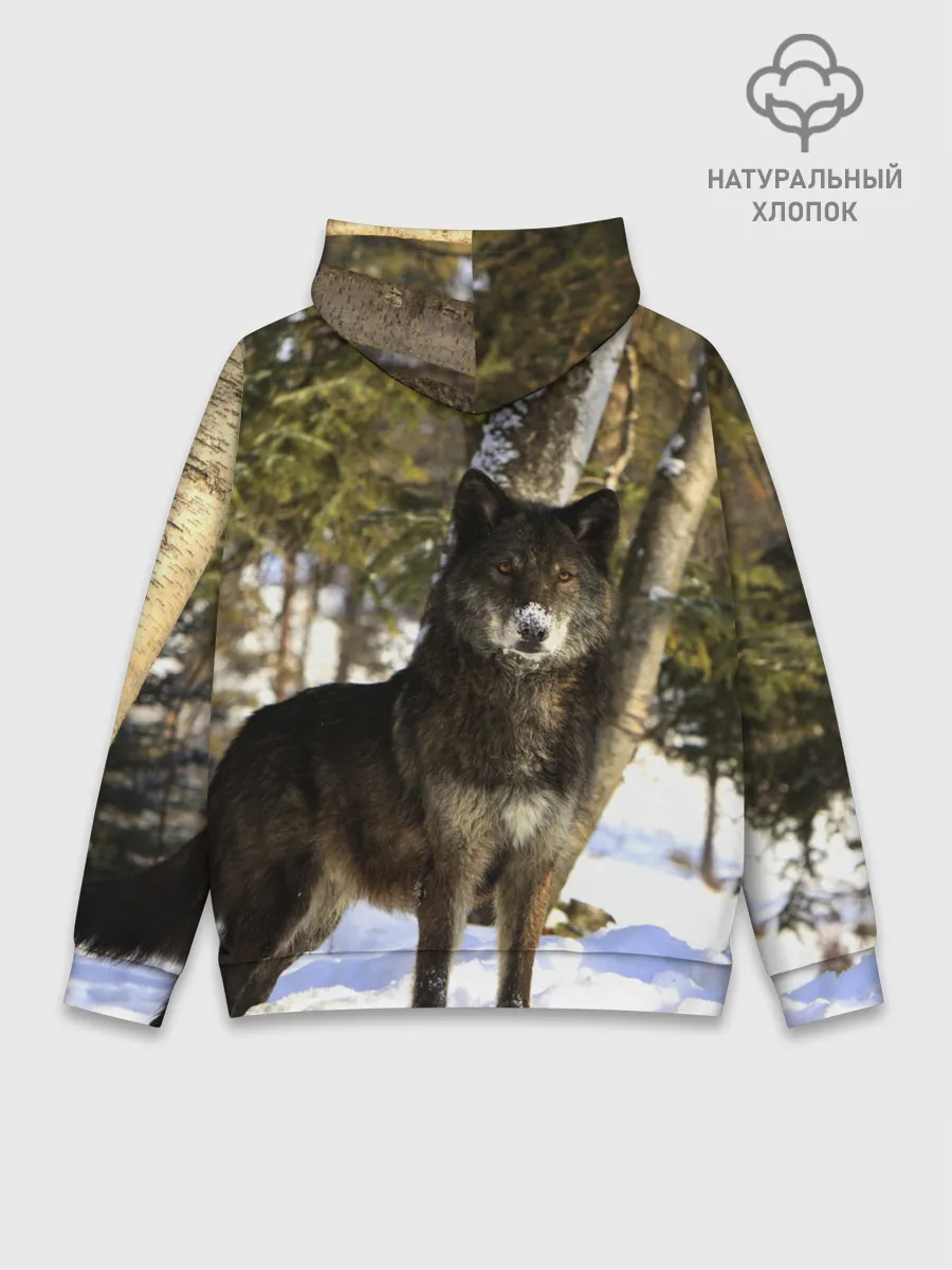 Худи мужской база хлопок / Волк и снег